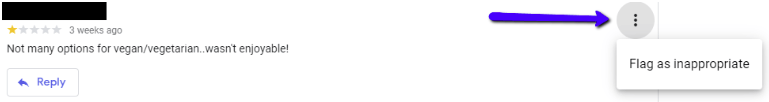 Flagging Spammy Google review